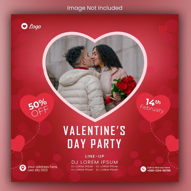 Free social media valentine party flyer template