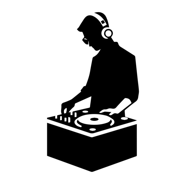 Vector free vector 2 black dj player icon vector silhouette