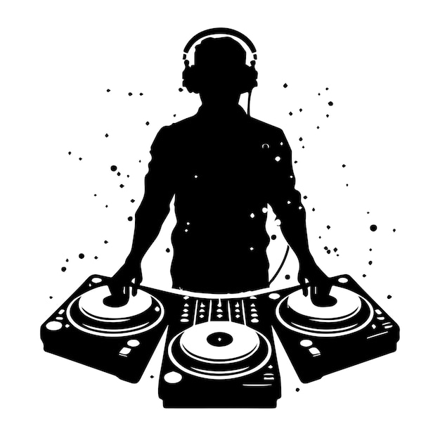 Vector free vector 2 black dj player icon vector silhouette