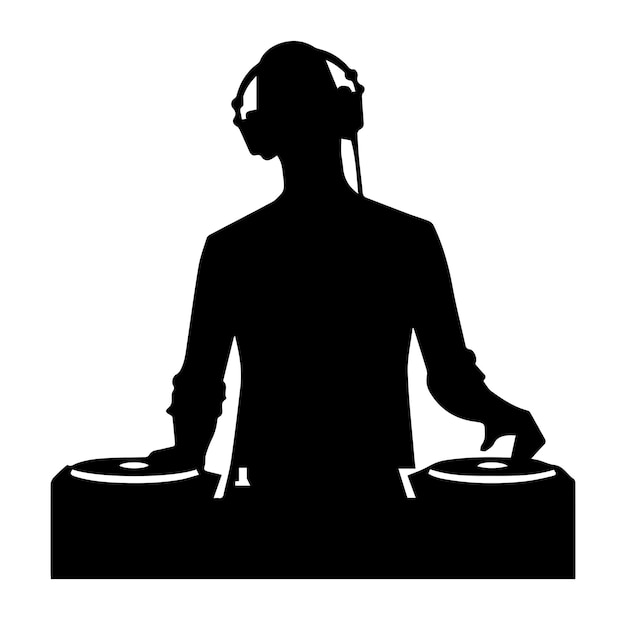 Vector free vector 2 black dj player icon vector silhouette