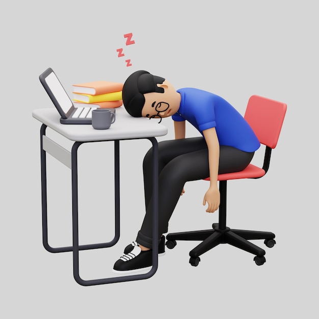 Free vector 3d business employee sleeping at work