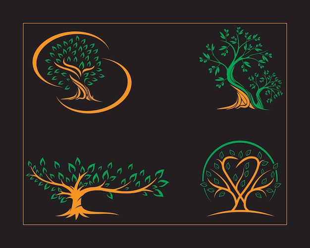 Free Vector abstract tree logo design with roots design template service