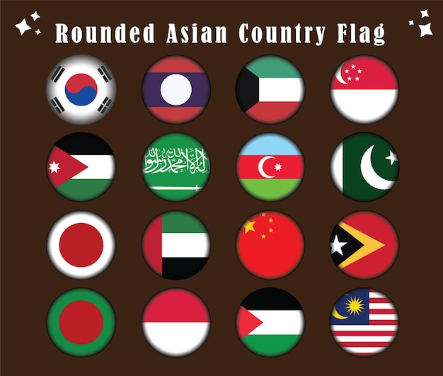 Free vector all asian flag collection world national flags