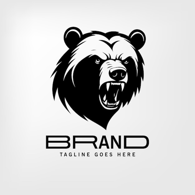 free vector angry bear silhouette design logo