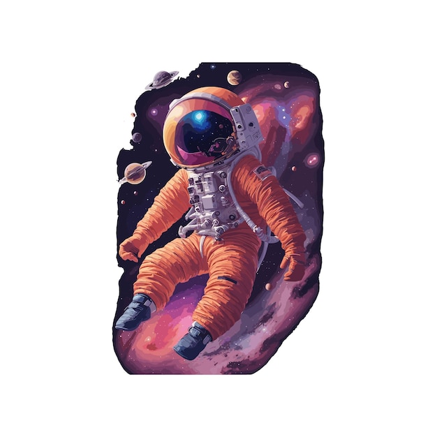 Free vector astronaut lost in galaxy background t shirt design