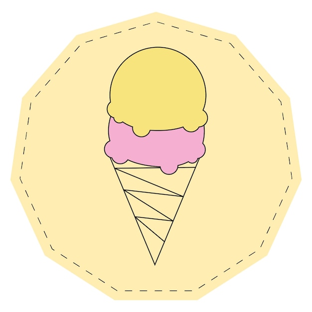 Free vector ball ice cream in waffle cone