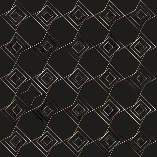 Free vector black background and gold geometric pattern triangle and square lines art