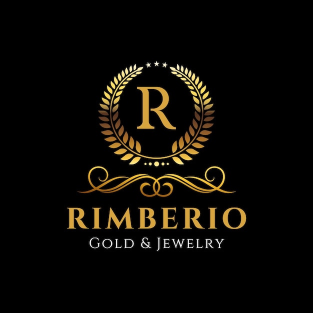 Free vector black gold luxury initial jewelry shop logo