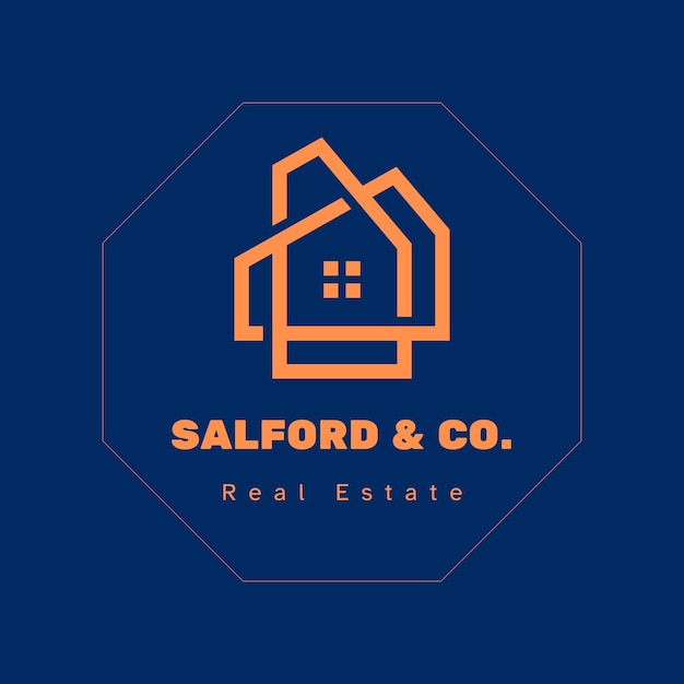 Vector free vector blue orange minimalist real estate logo design