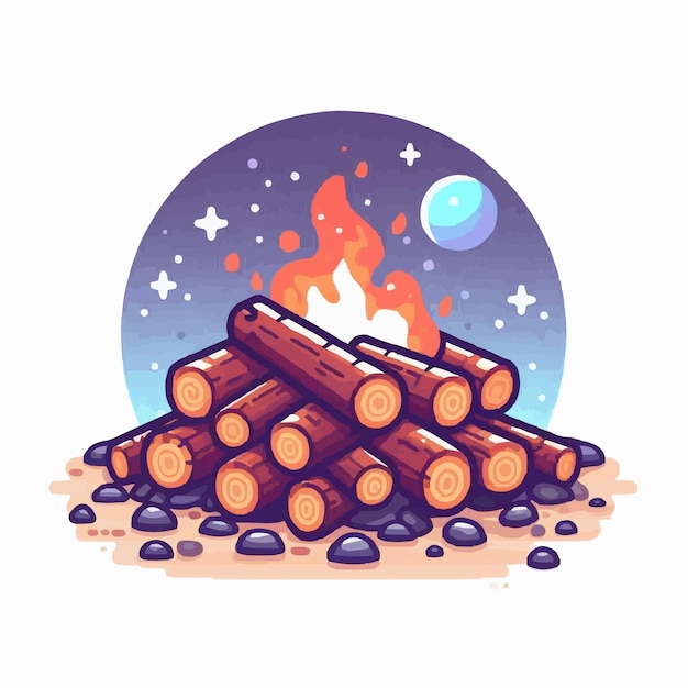 Vector free vector bonfire in space cartoon vector icon illustration object nature icon concept isolated p