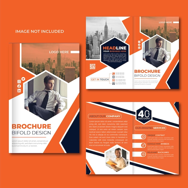 Free vector business bifold brochure template design