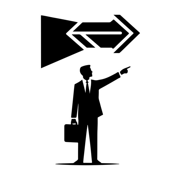 Vector free vector a business man direction with hand silhouette art illustration