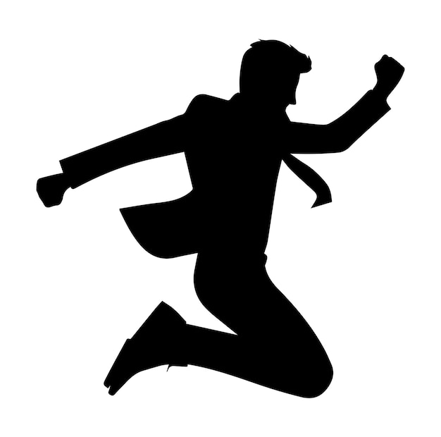 Vector free vector a business man jumping pose silhouettes