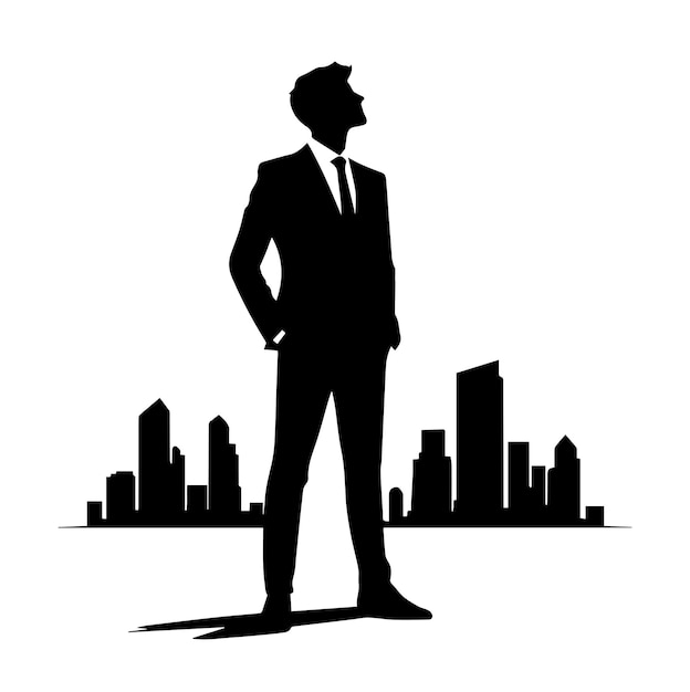 Free Vector A business man standing pose silhouette