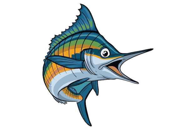 Vector free vector carton marlin fish vector style white background