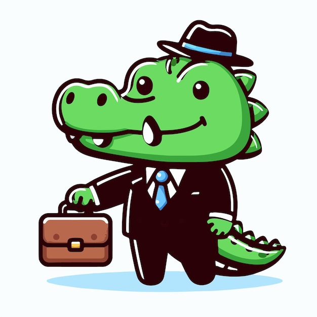 Free Vector Cartoon Vector of Crocodile Business Professional Cartoon icon Style