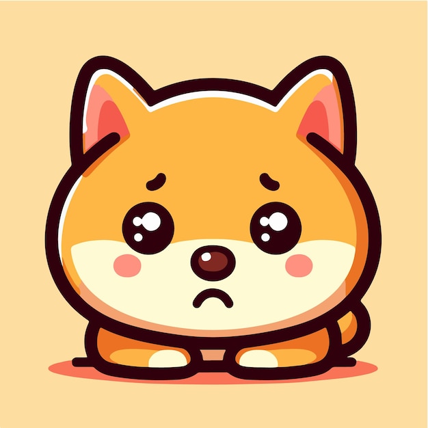 Free Vector Cartoon Vector of Sad Shiba Inu vector illustrator icon Style