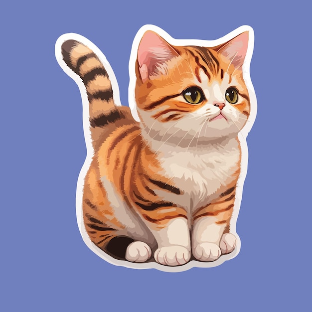 Free vector cat sticker template of cat cartoon character