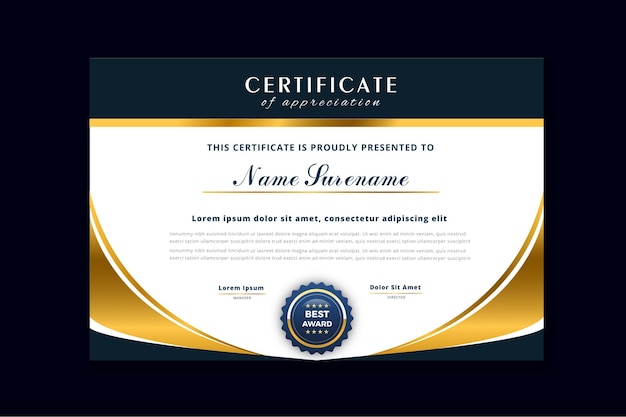 Free vector certificate of achievement template