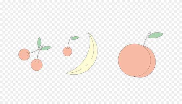 Free vector cherry, banana and peach simple vector