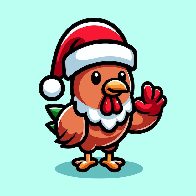 Vector free vector chicken cute greet christmas cartoon vector illustratiion animal isolated flat