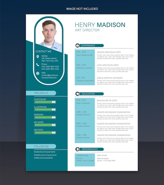 Free vector clean and modern resume or cv template