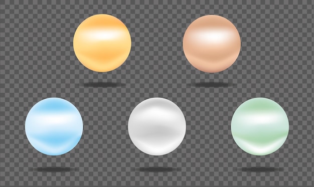 Free vector colorful round realistic pearl set