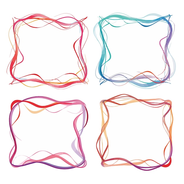 Free vector colorful squiqqle line frame white background