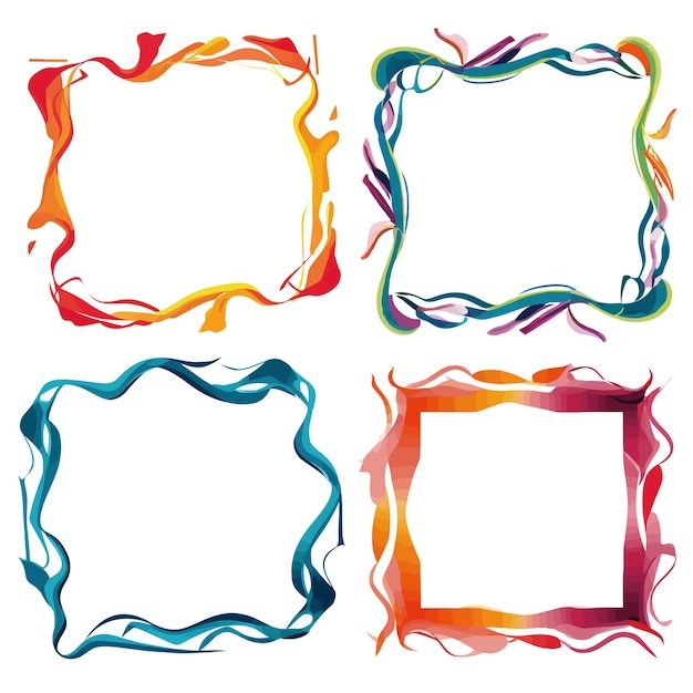 Vector free vector colorful squiqqle line frame white background