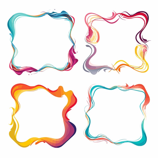 Vector free vector colorful squiqqle line frame white background