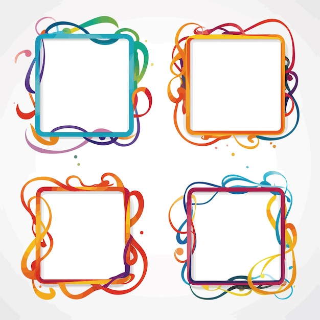 Free vector colorful squiqqle line frame white background