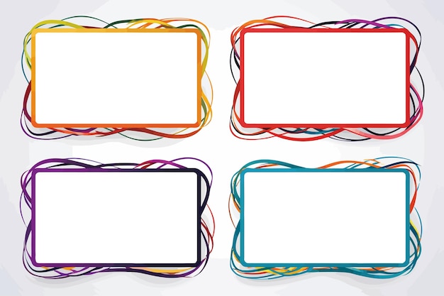 Vector free vector colorful squiqqle line frame white background