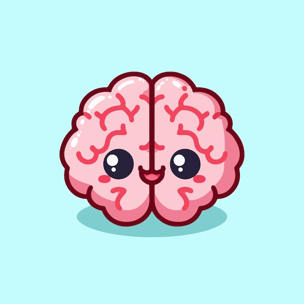 Free Vector Cute Cartoon Brain Vector Icon Illustrations