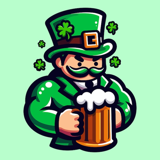 Free vector cute character celebrate st patricks day 2024 cartoon vector flat isolated illustration