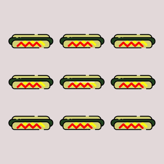 Vector free vector cute set hotdog flat cartoon icon illustration style