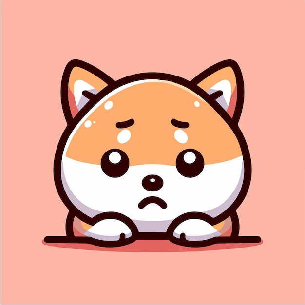 Free Vector Cute Shiba Inu Dog Feeling Blue Icon Cartoon icon Style