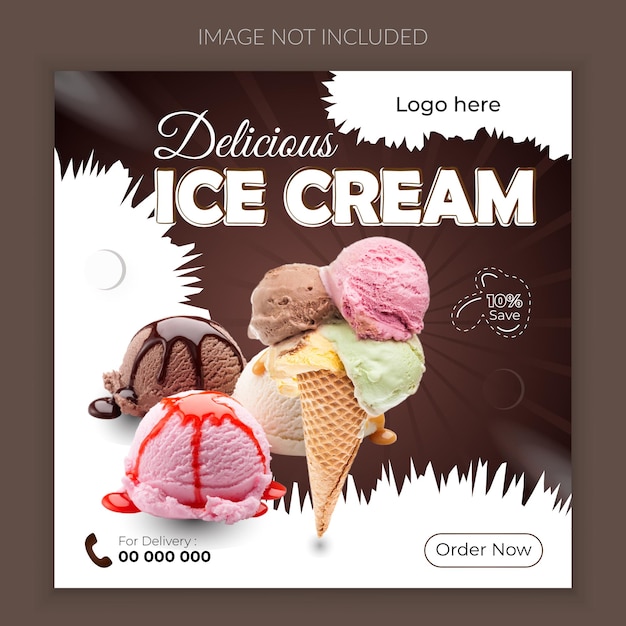 Free vector delicious ice cream social media post design Social media post template design