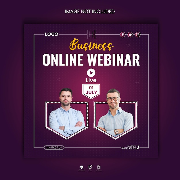 Vector free vector digital marketing live webinar and corporate social media post template