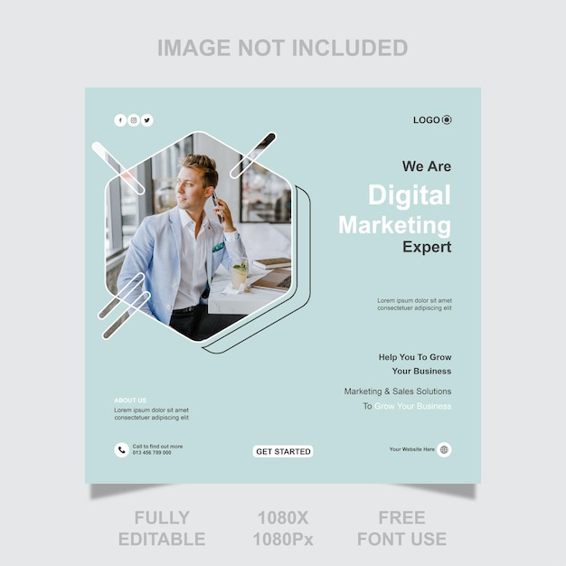 Free vector digital marketing social media post and corporate web banner template