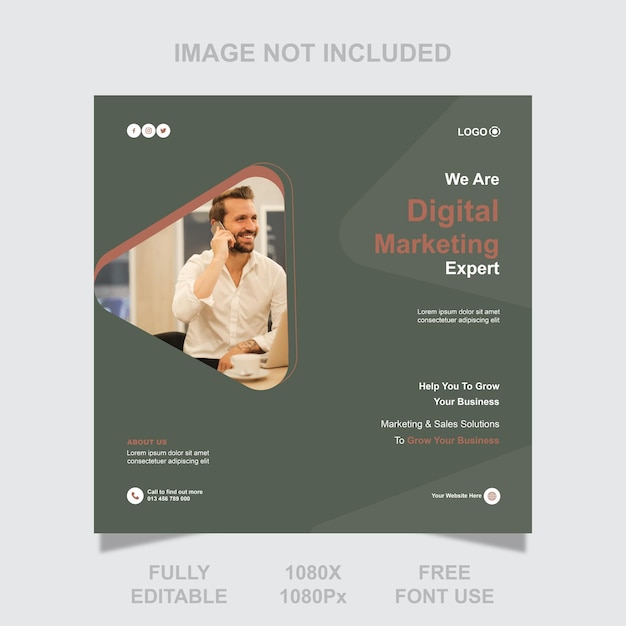 Vector free vector digital marketing social media post and corporate web banner template