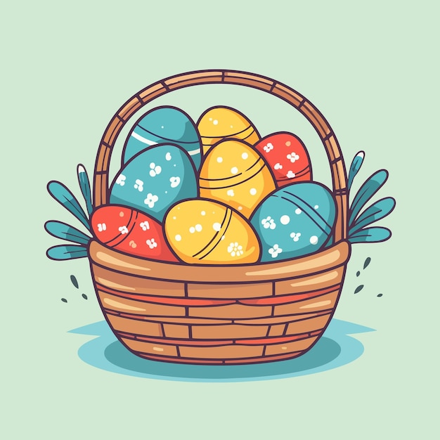 Vector free vector easter colorful eggs in a basket