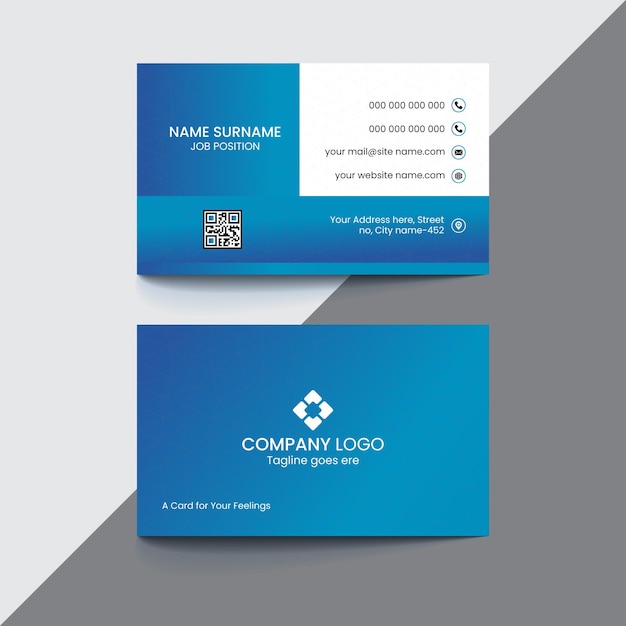 Free vector elegant minimal business card blue and white business card