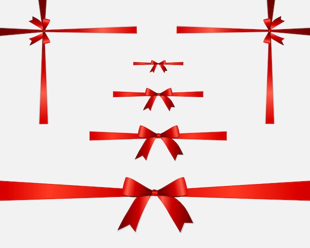 Free vector elegant red ribbon and bow isolated on white