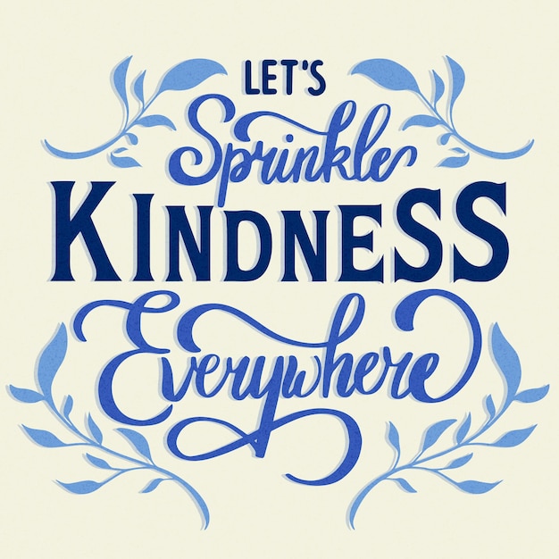 Vector free vector english inspirational handdrawn lettering design quotes sprinkle kindness everywhere