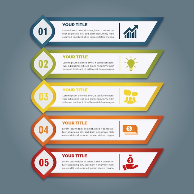 Free vector five steps infographic template