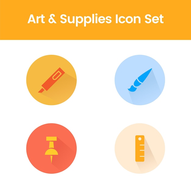 free vector flat Art and Supplies pencil marker pin scale color icon template