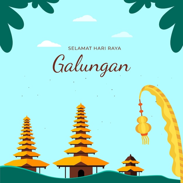 Free vector flat galungan celebration illustration