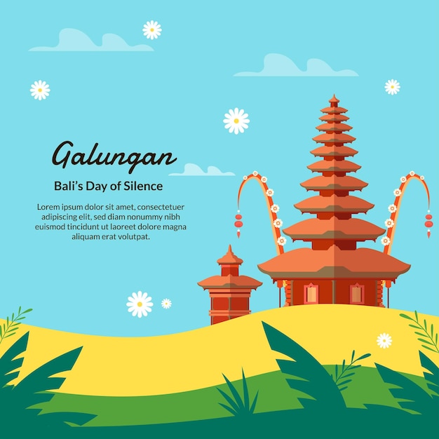 Free vector flat galungan celebration illustration