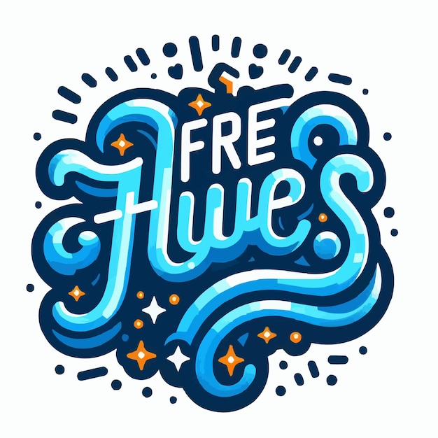 Vector free vector free hugs blue color lettering illustration over white