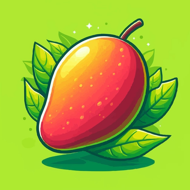 Vector free vector fresh mango fruit illustration vector design green background